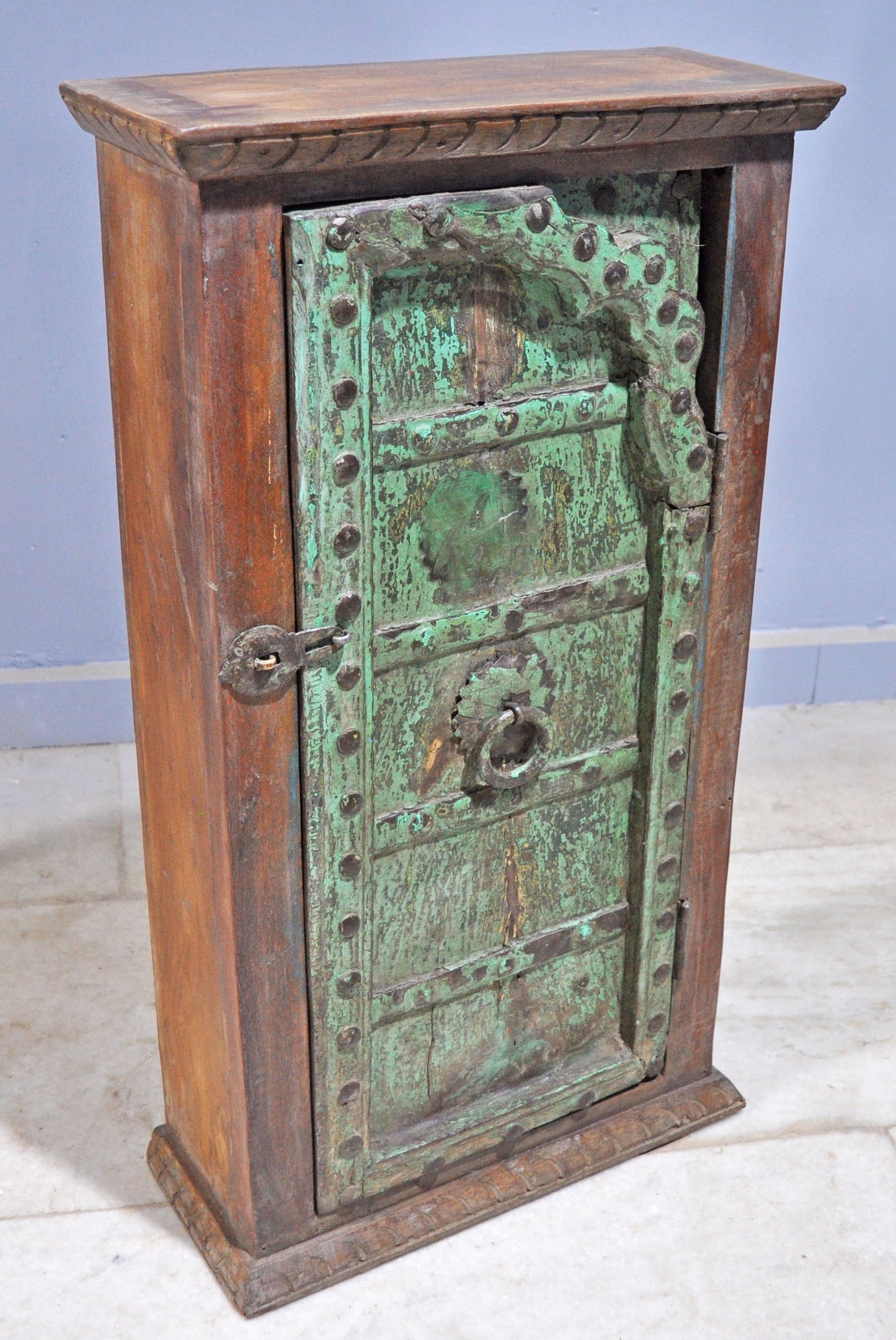 Reclaimed Wooden Wall Décor Storage Cabinet Original Old Window Metal Fitted