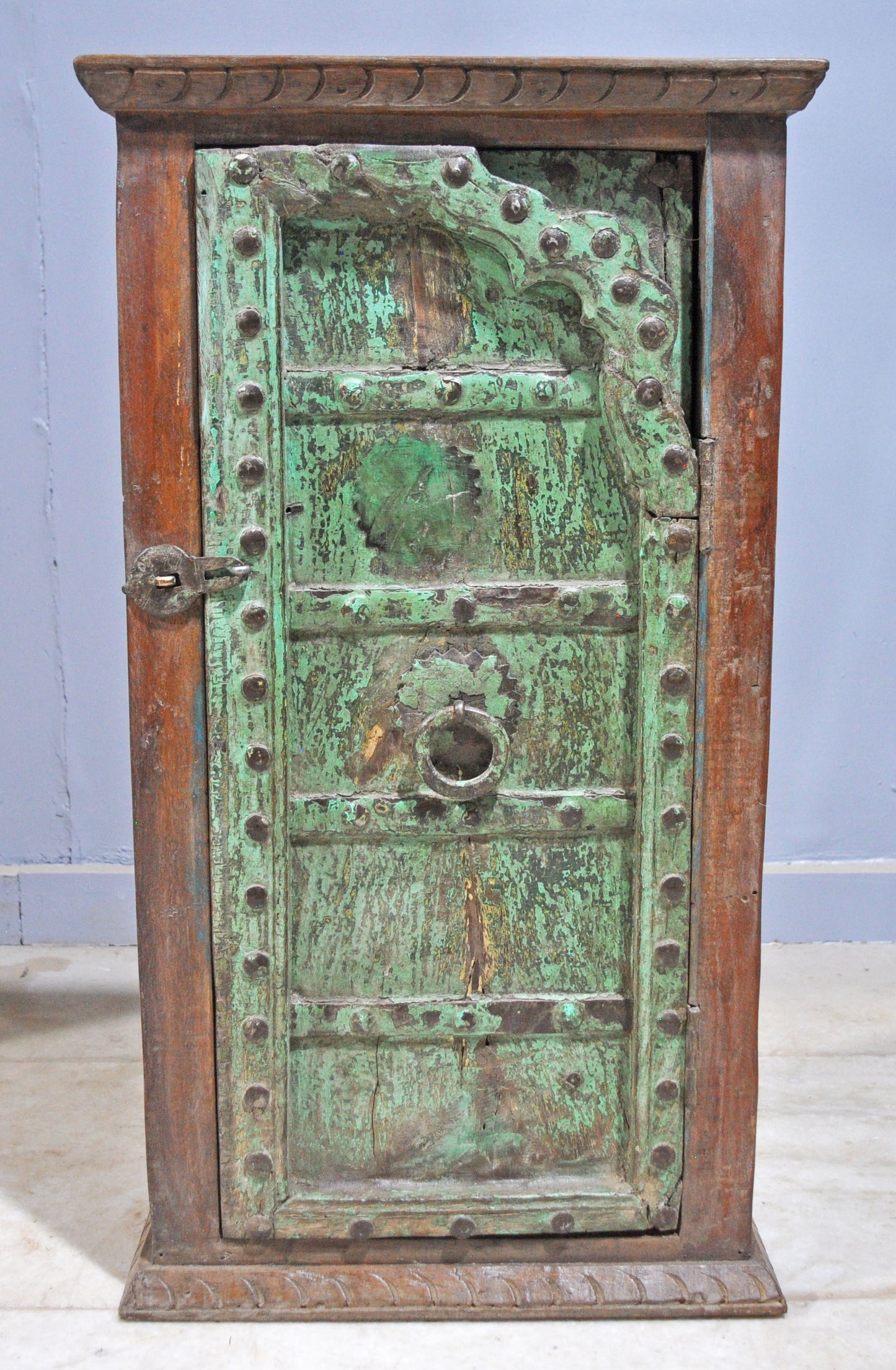 Reclaimed Wooden Wall Décor Storage Cabinet Original Old Window Metal Fitted