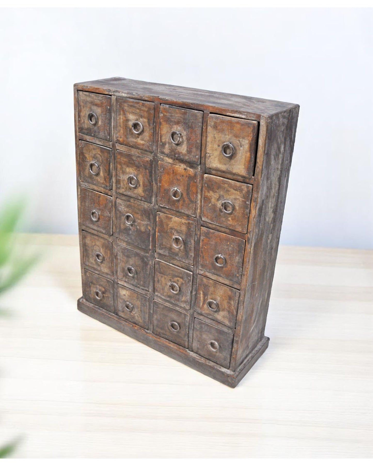 Vintage Wooden Large Chest of 20 Small Drawers Original Old Hand Crafted