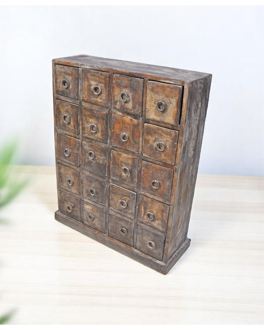 Vintage Wooden Large Chest of 20 Small Drawers Original Old Hand Crafted