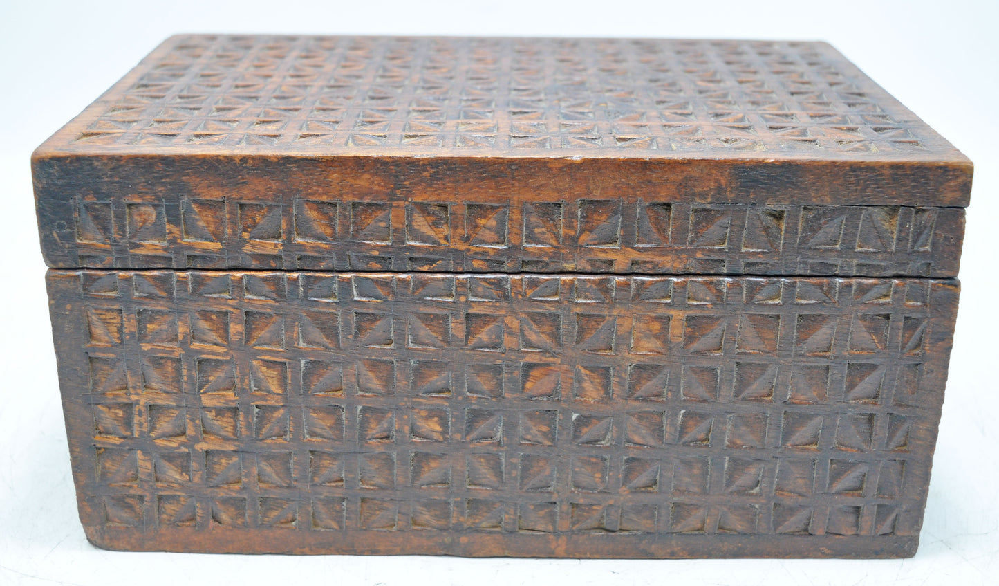 Vintage Wooden Storage Box Original Old Hand Crafted Carved