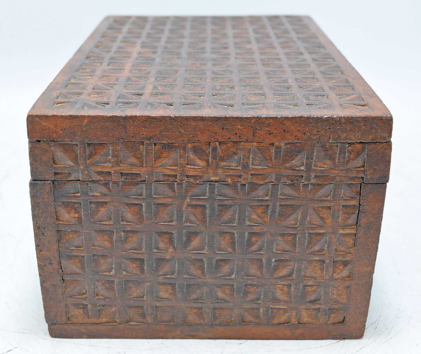 Vintage Wooden Storage Box Original Old Hand Crafted Carved