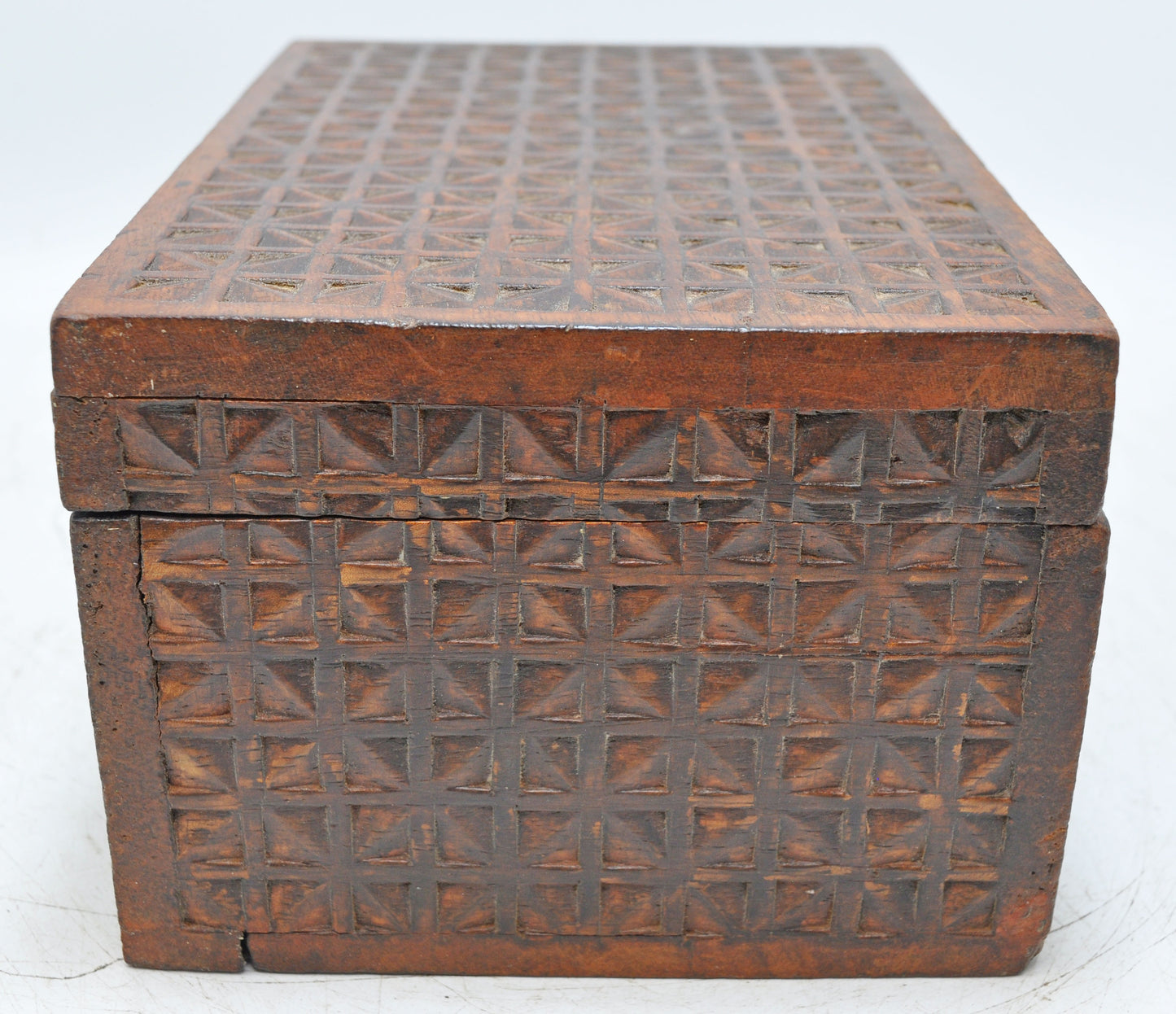 Vintage Wooden Storage Box Original Old Hand Crafted Carved
