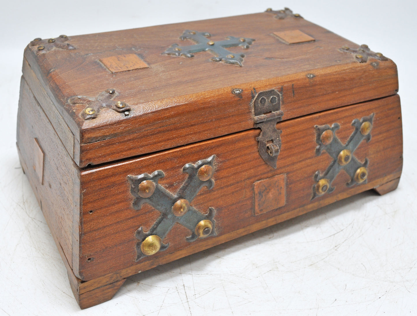 Vintage Wooden Storage Chest Box Original Old Hand Crafted Metal Fitted