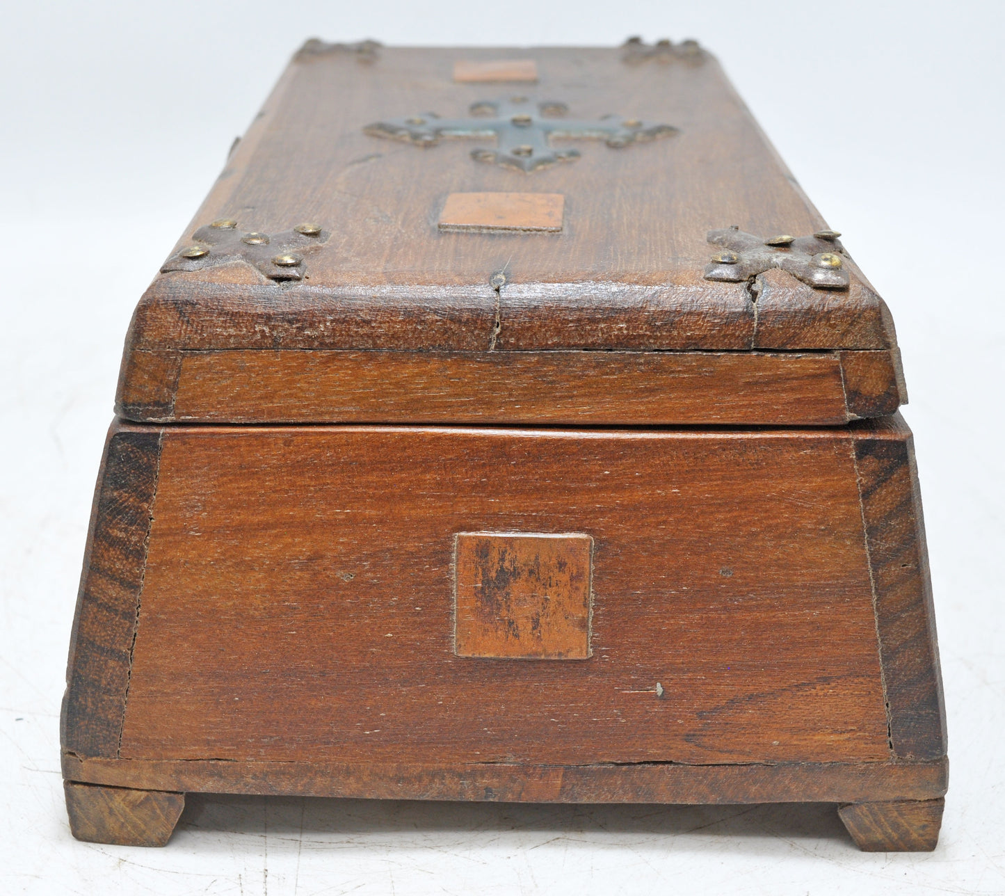 Vintage Wooden Storage Chest Box Original Old Hand Crafted Metal Fitted