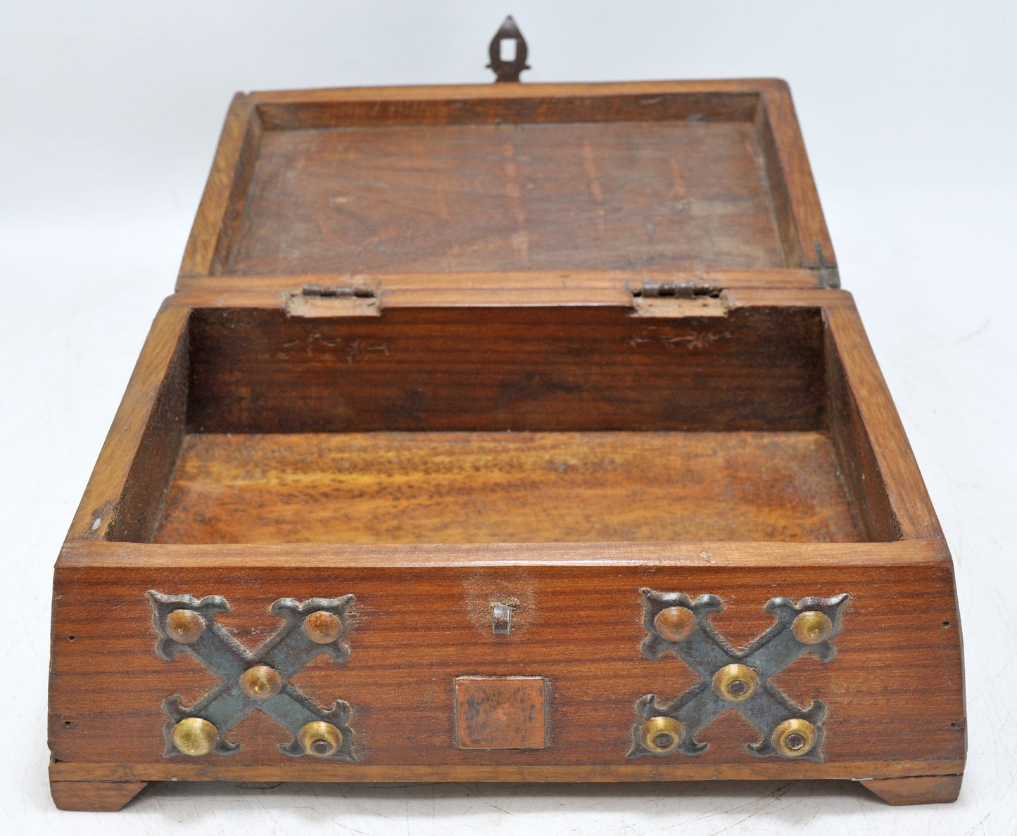 Vintage Wooden Storage Chest Box Original Old Hand Crafted Metal Fitted