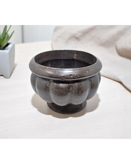 Vintage Iron Floral Shaped Bowl Pot Original Old Hand Crafted