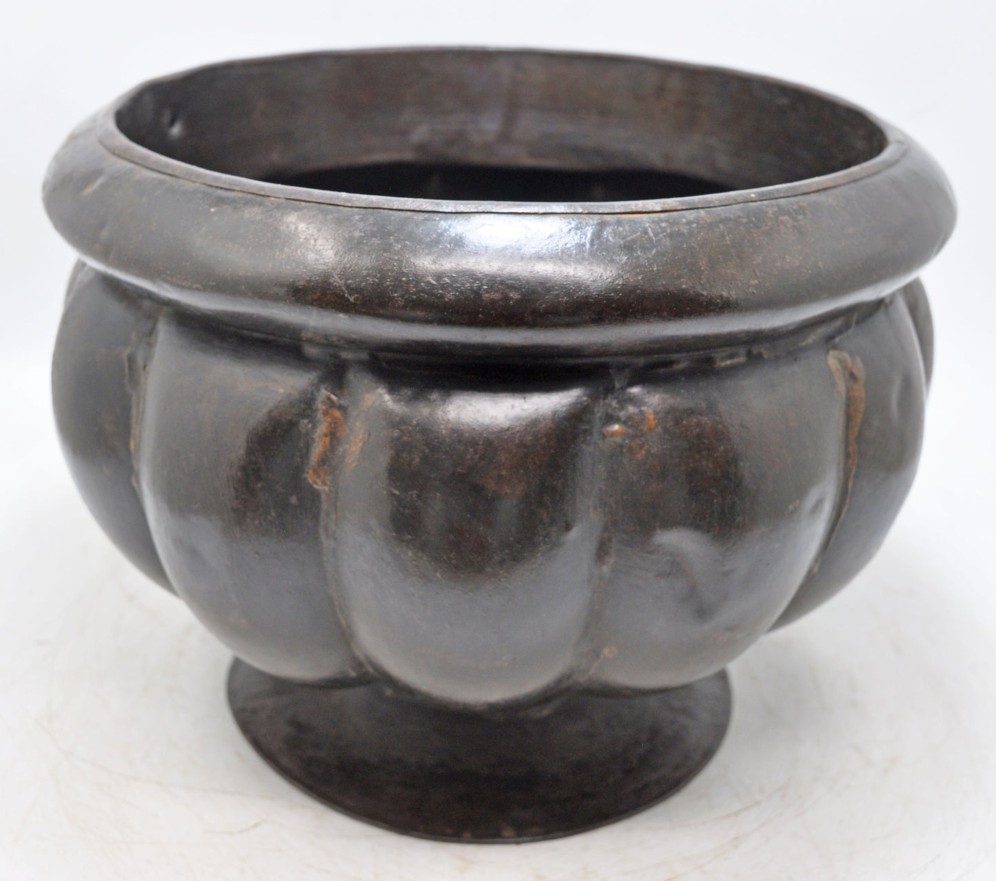 Vintage Iron Floral Shaped Bowl Pot Original Old Hand Crafted