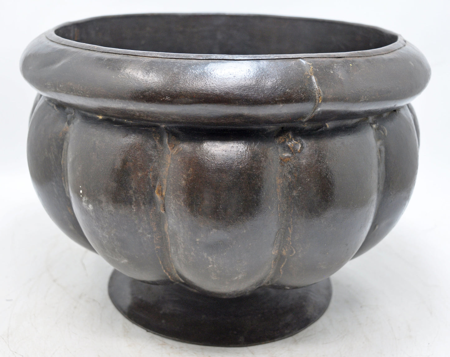 Vintage Iron Floral Shaped Bowl Pot Original Old Hand Crafted