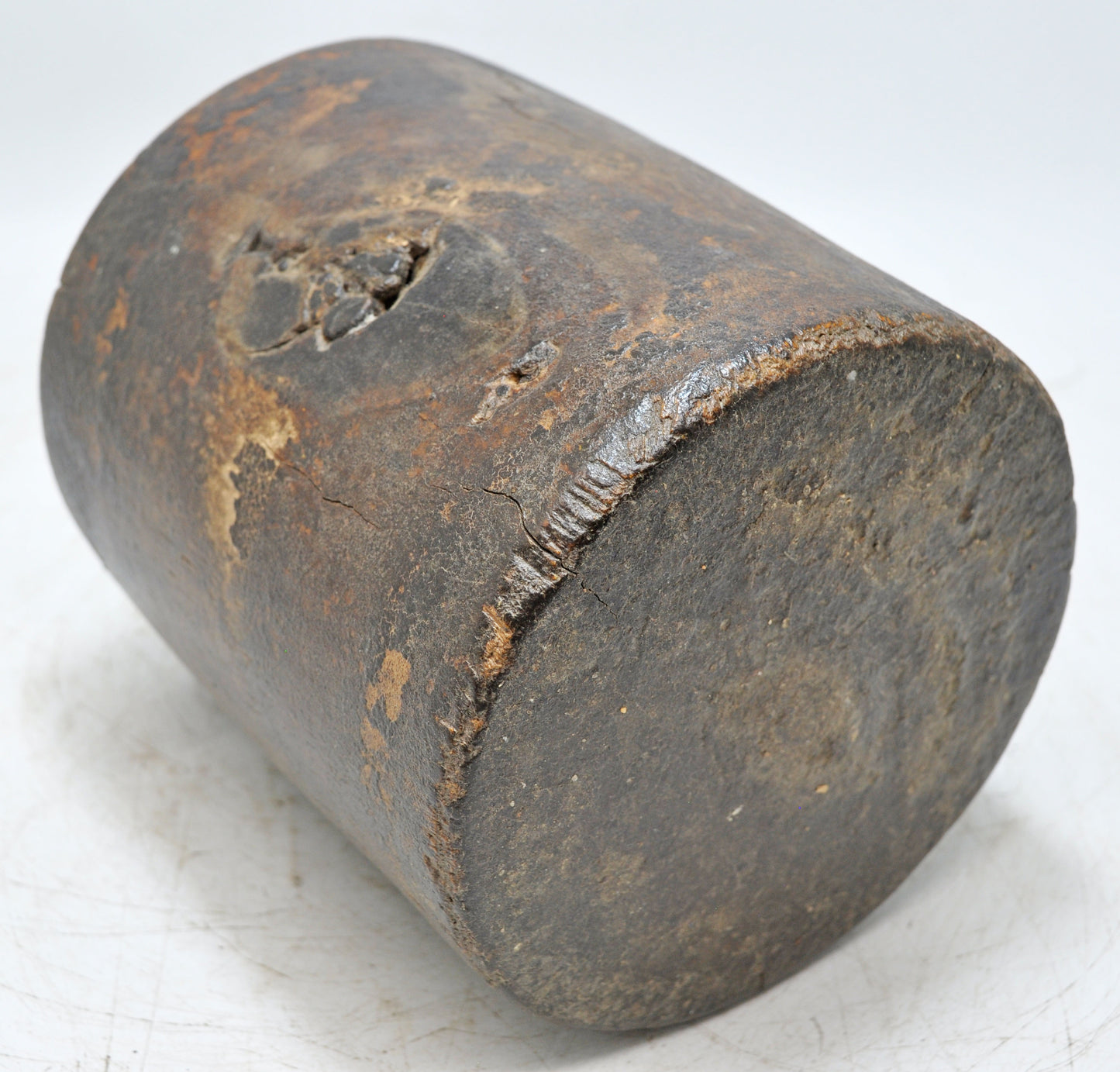 Antique Wooden Round Grain Measurement Pot Original Old Hand Carved