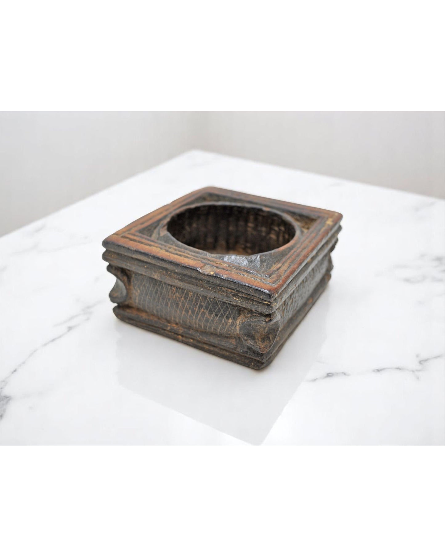 Antique Wooden Kitchenware Salt Spice Bowl Original Old Hand Carved