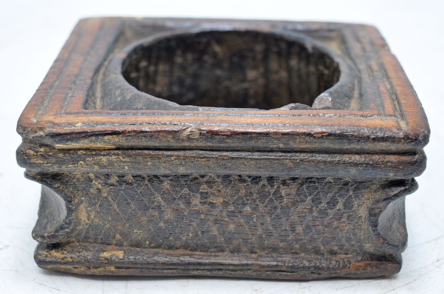 Antique Wooden Kitchenware Salt Spice Bowl Original Old Hand Carved