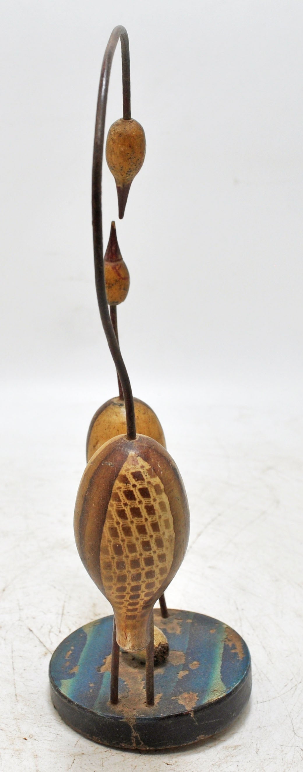 Vintage Wooden 2 Cranes Bird Figurine Original Old Hand Crafted