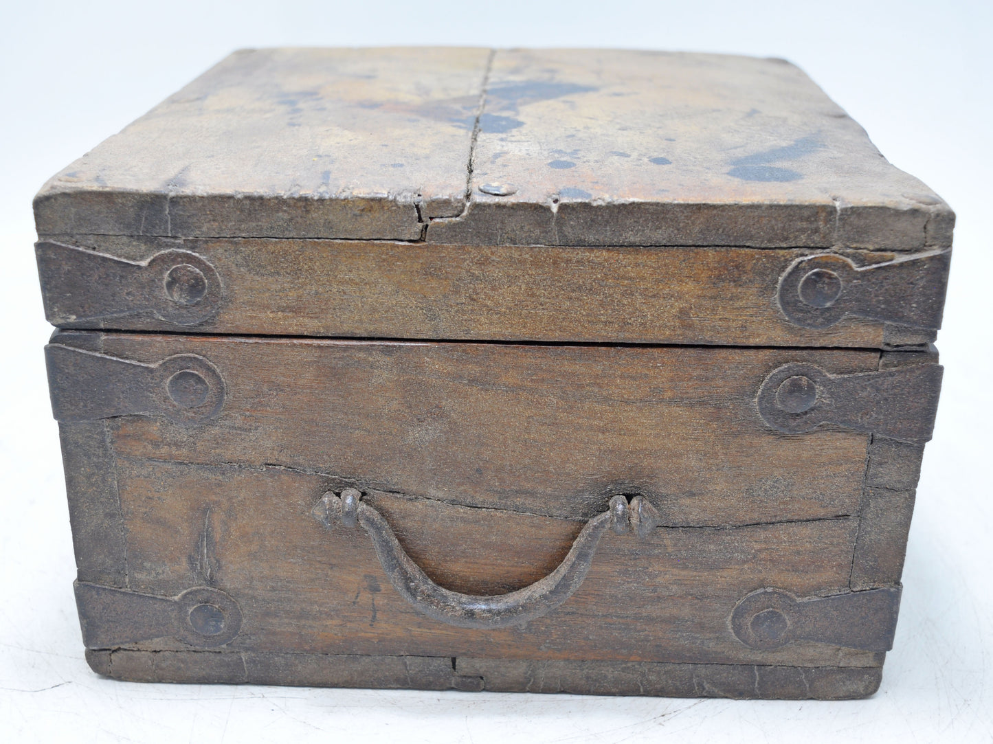 Vintage Wooden Square Storage Chest Box Original Old Hand Crafted