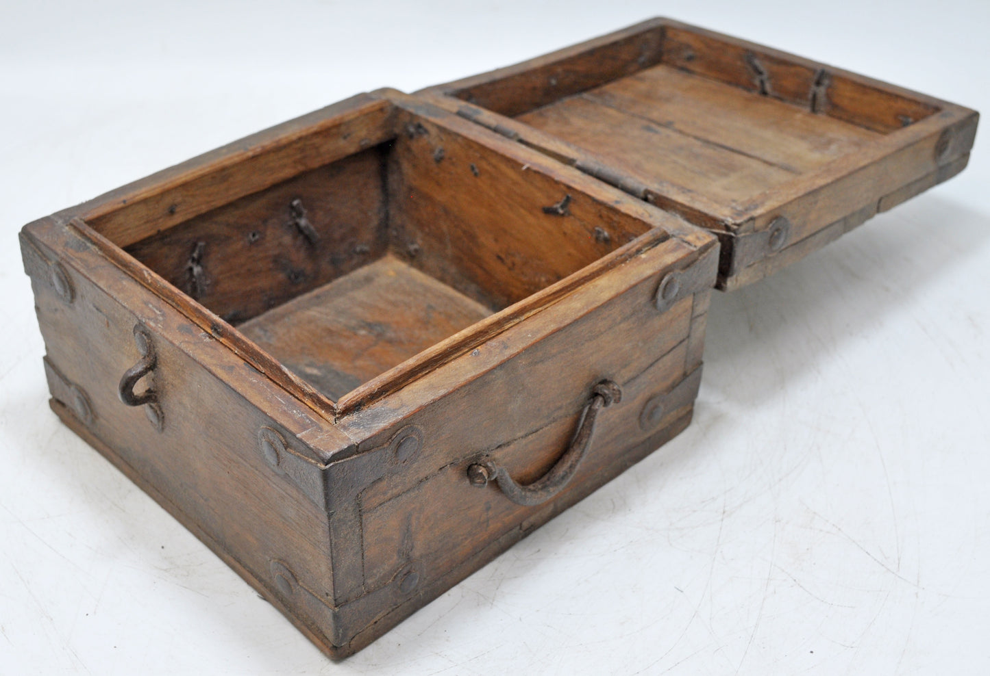 Vintage Wooden Square Storage Chest Box Original Old Hand Crafted