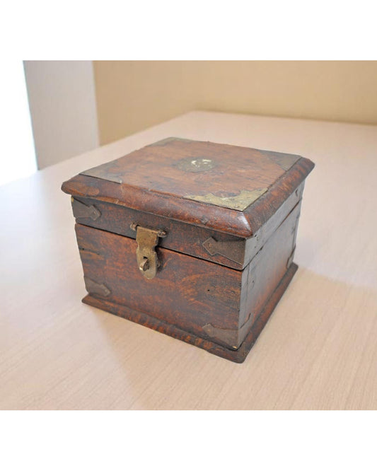 Vintage Wooden Square Storage Chest Box Original Old Hand Crafted