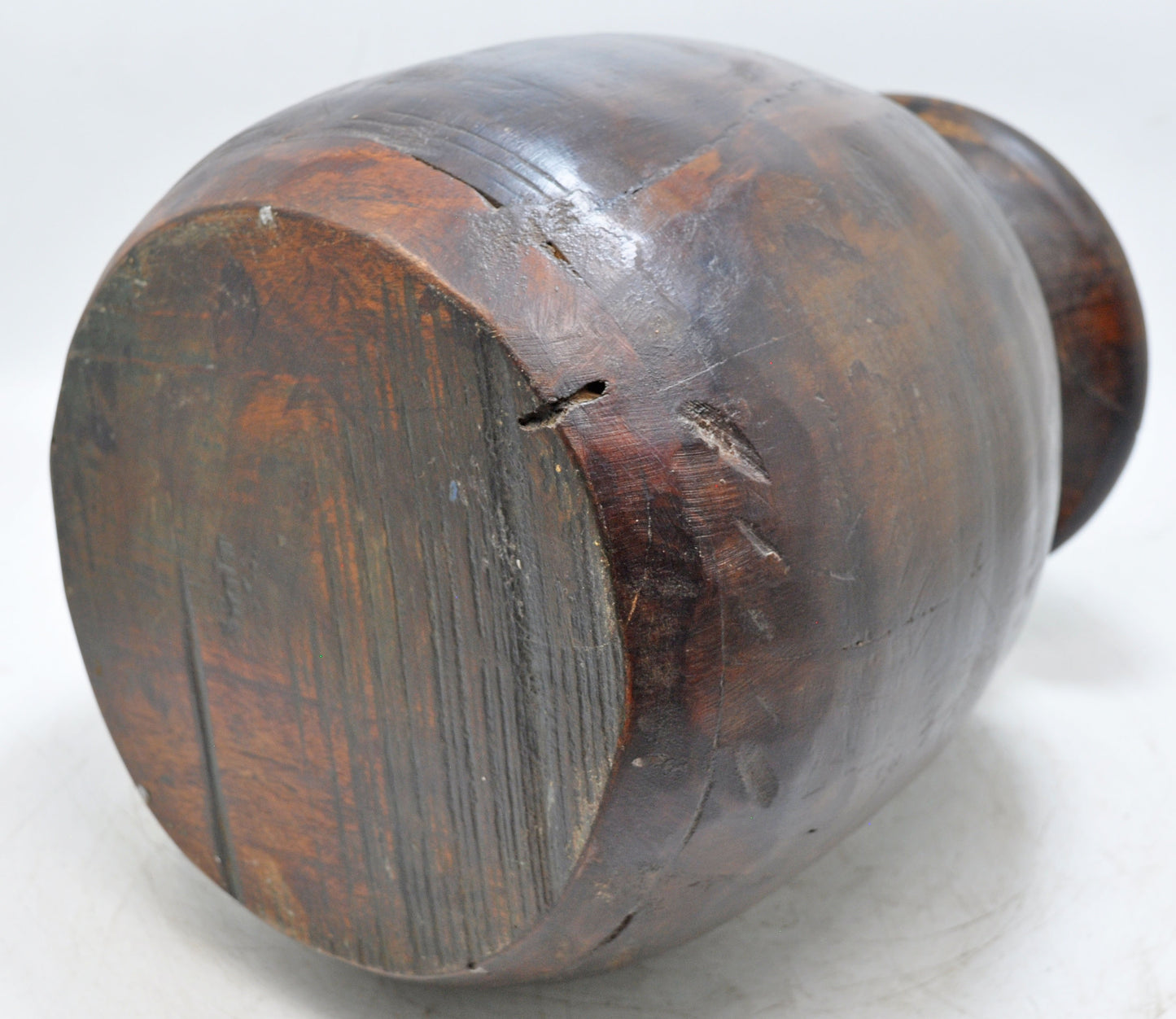 Antique Wooden Himalayan Water Pot Matka Original Old Hand Carved