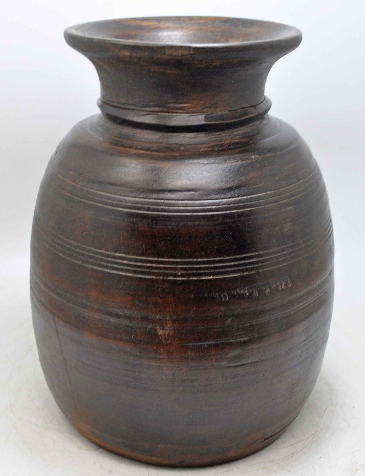 Antique Wooden Himalayan Water Pot Matka Original Old Hand Carved