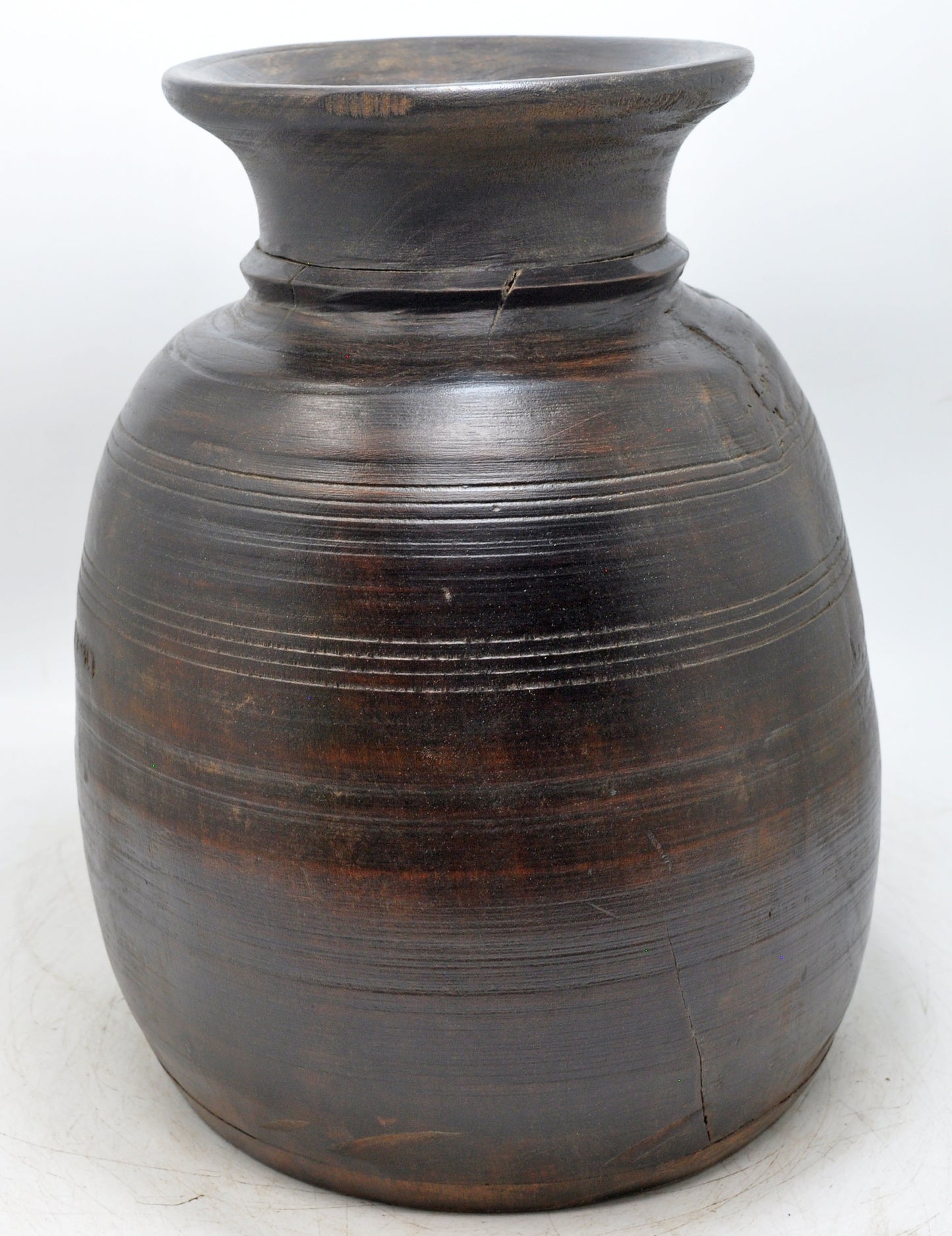 Antique Wooden Himalayan Water Pot Matka Original Old Hand Carved