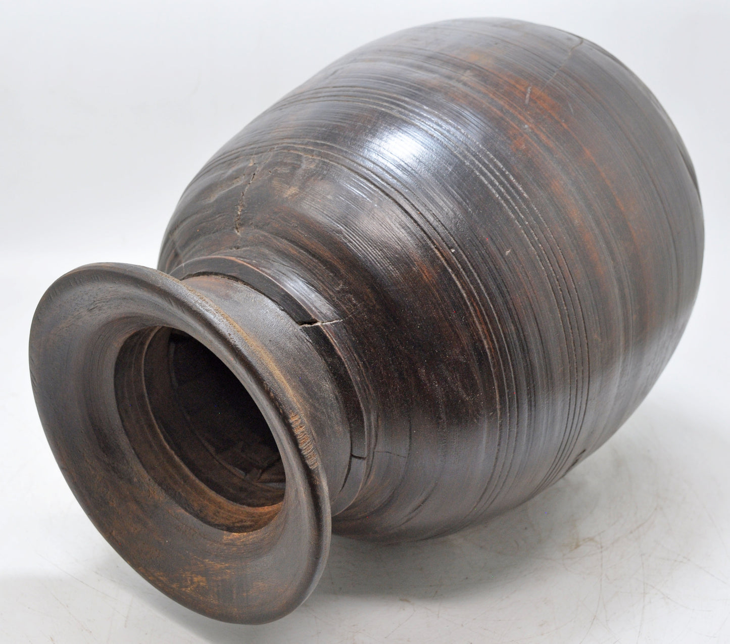 Antique Wooden Himalayan Water Pot Matka Original Old Hand Carved