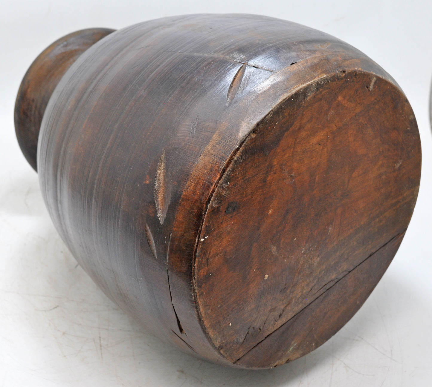 Antique Wooden Himalayan Water Pot Matka Original Old Hand Carved