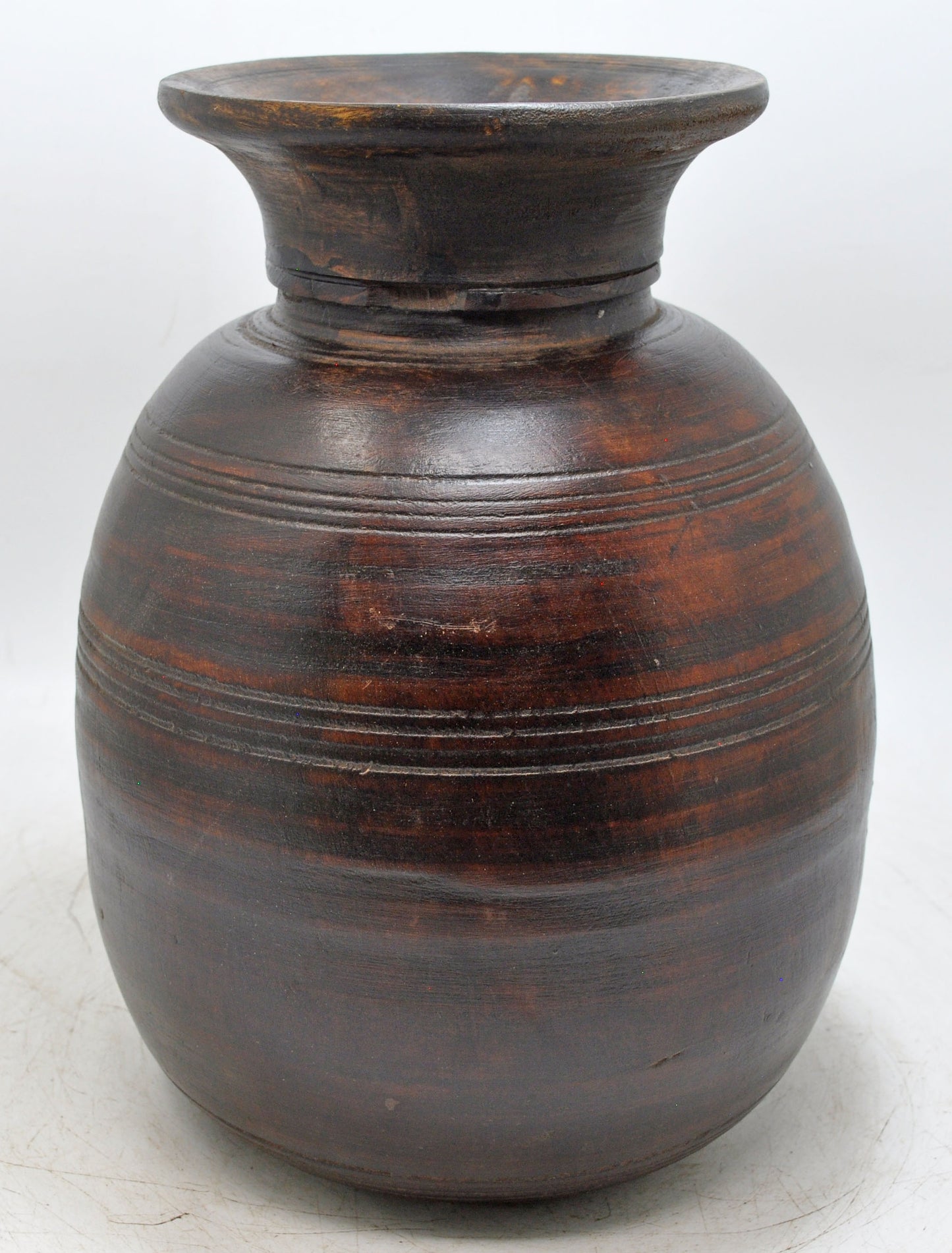 Antique Wooden Himalayan Water Pot Matka Original Old Hand Carved
