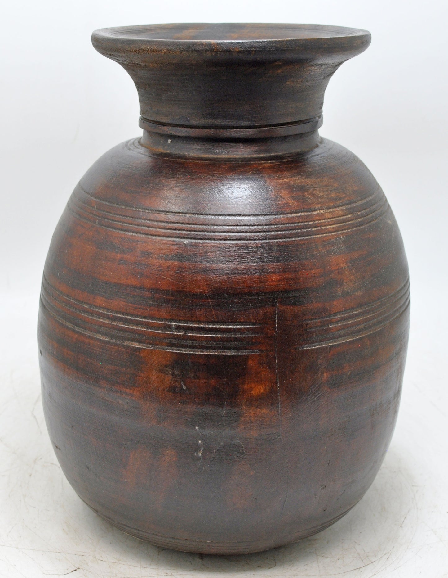 Antique Wooden Himalayan Water Pot Matka Original Old Hand Carved