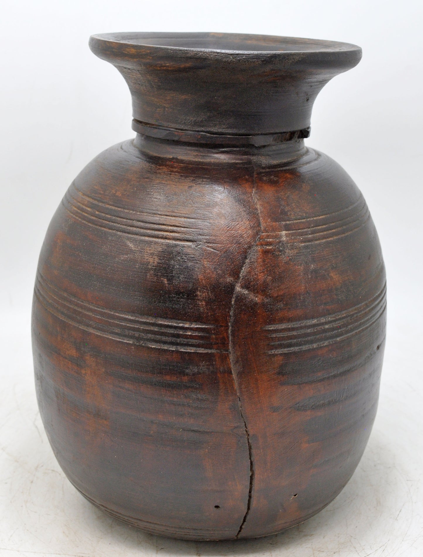 Antique Wooden Himalayan Water Pot Matka Original Old Hand Carved