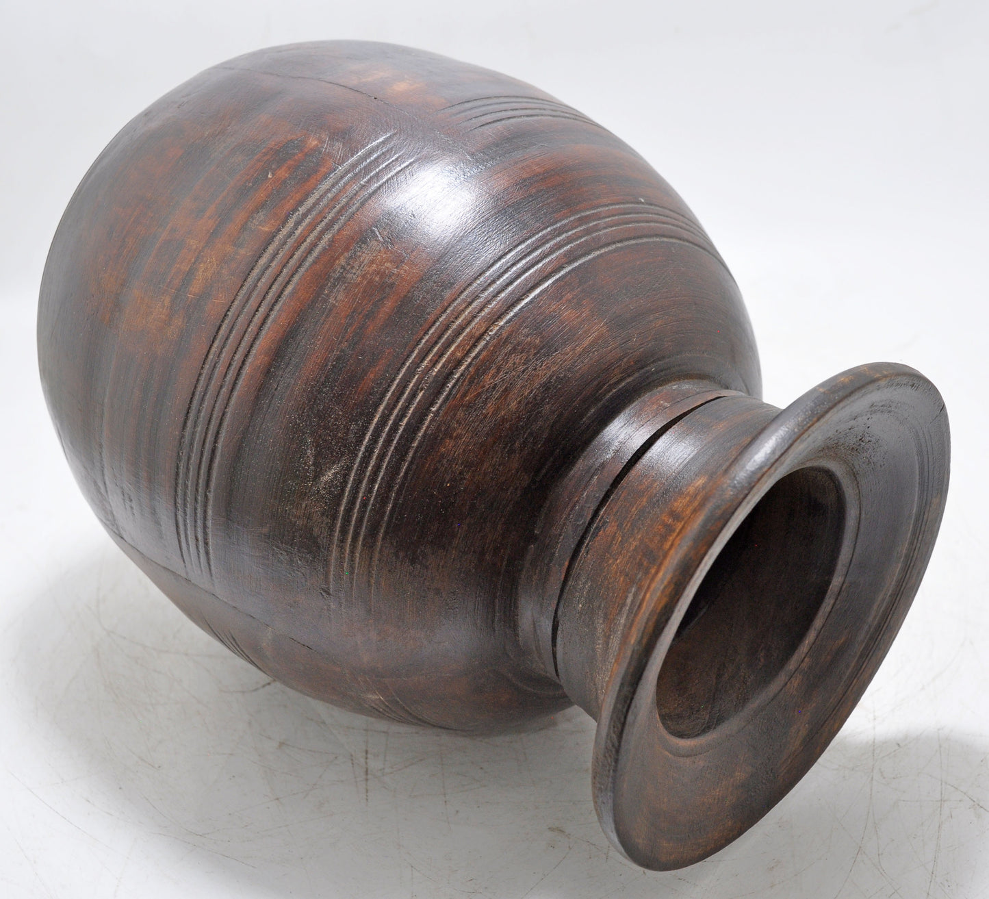 Antique Wooden Himalayan Water Pot Matka Original Old Hand Carved