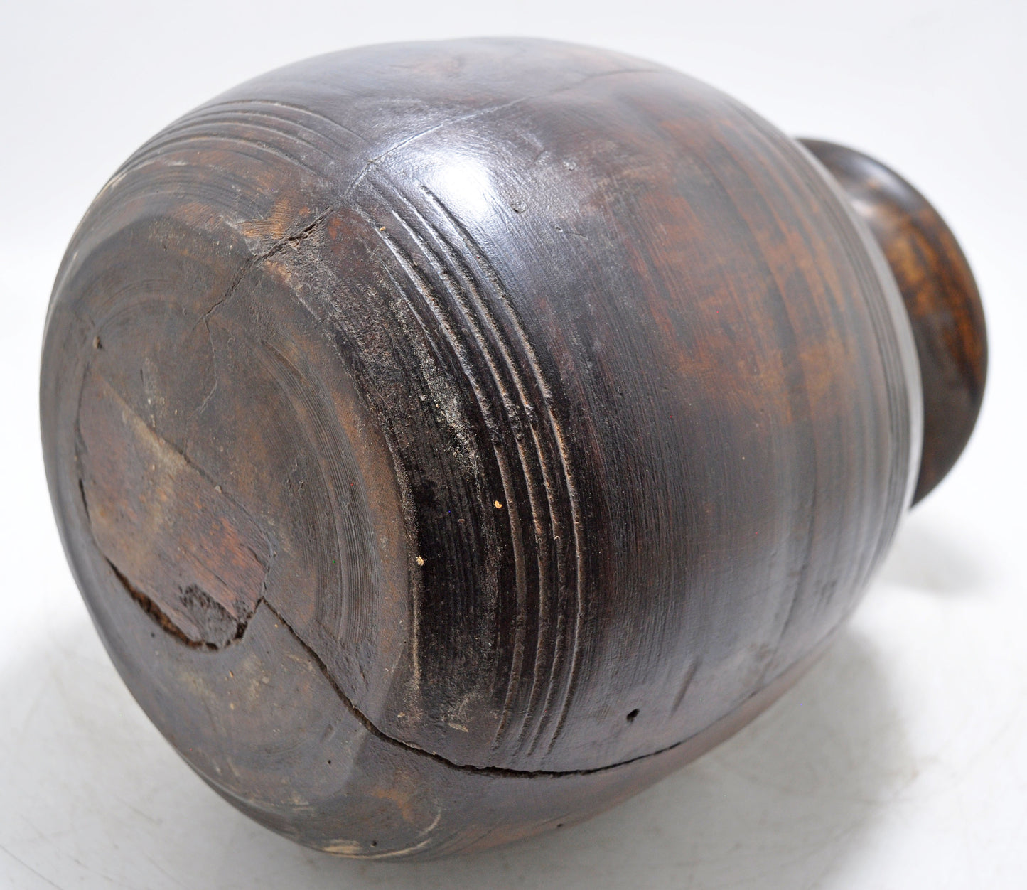 Antique Wooden Himalayan Water Pot Matka Original Old Hand Carved