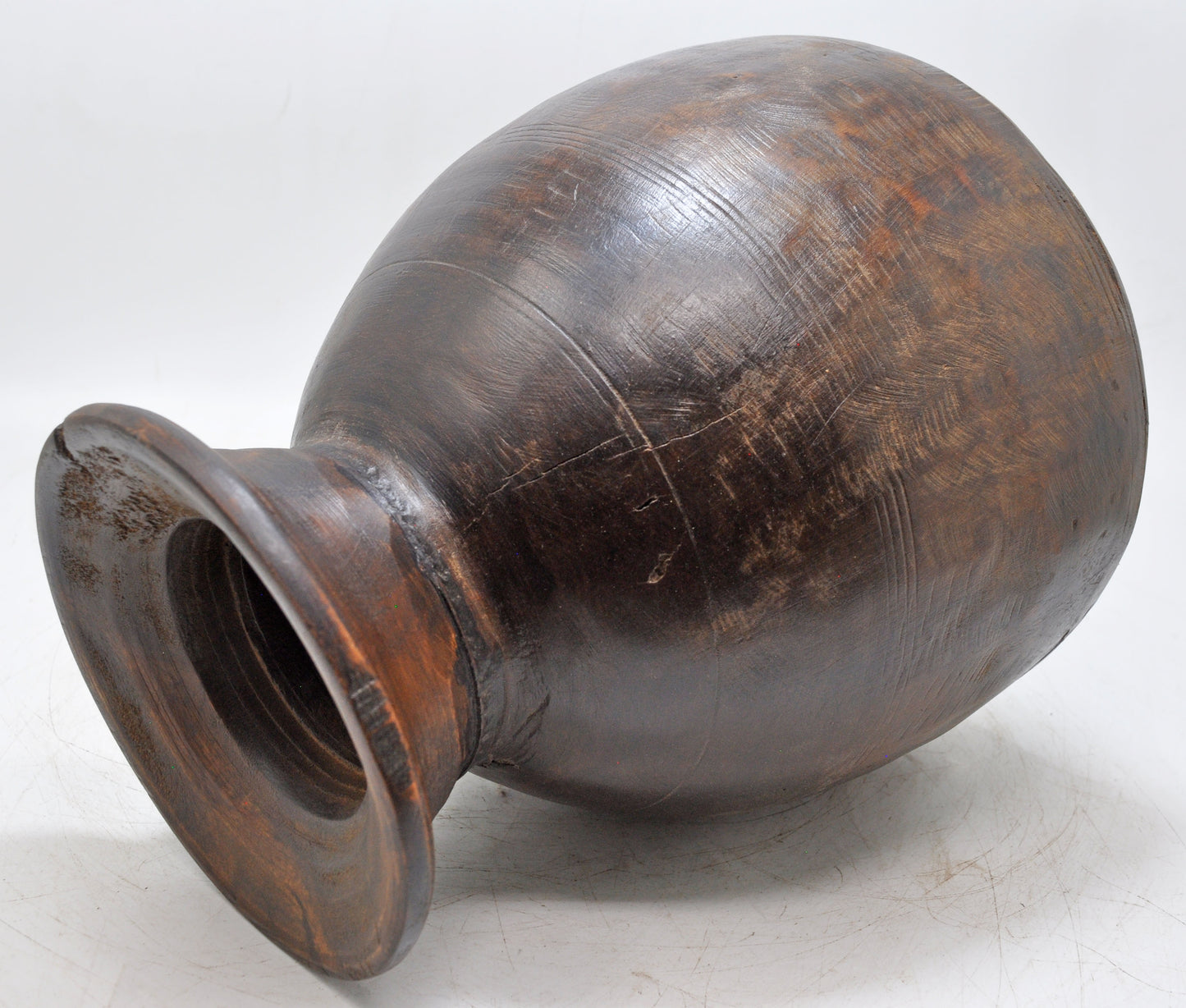 Antique Wooden Himalayan Water Pot Matka Original Old Hand Carved