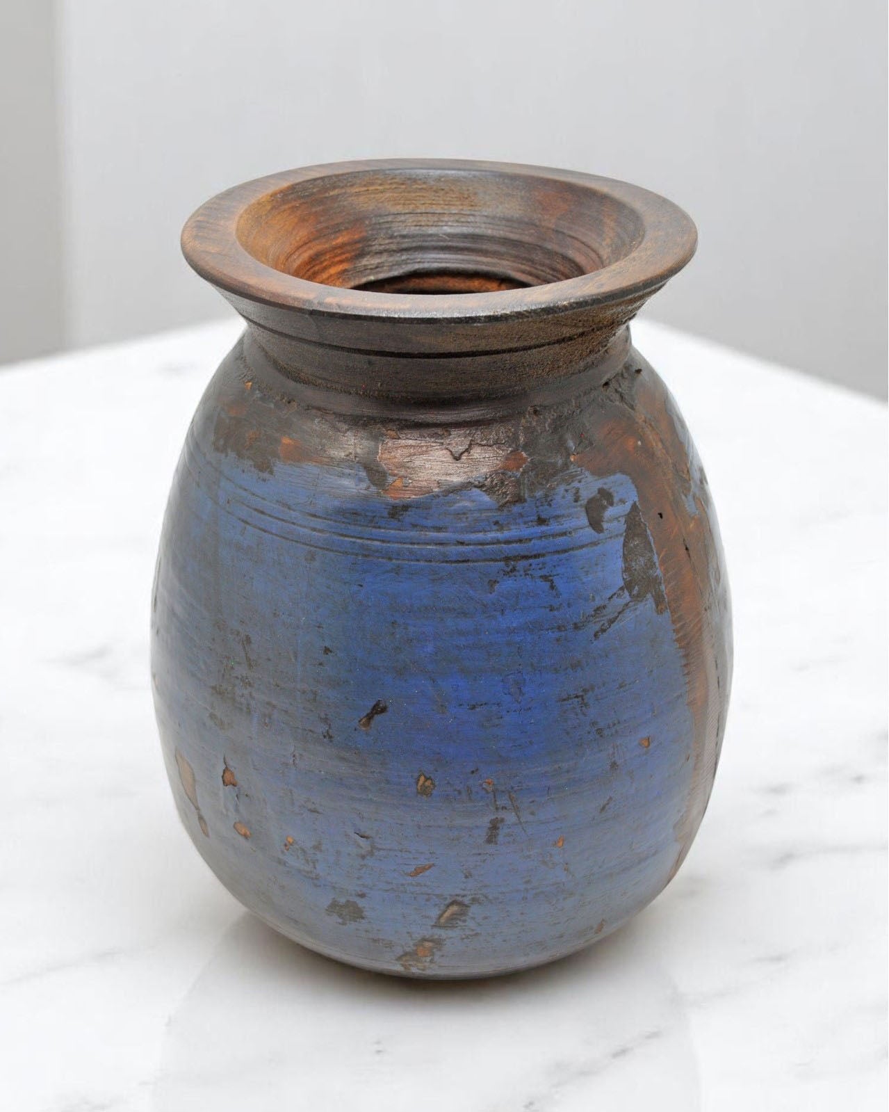 Antique Wooden Himalayan Water Pot Matka Original Old Hand Carved