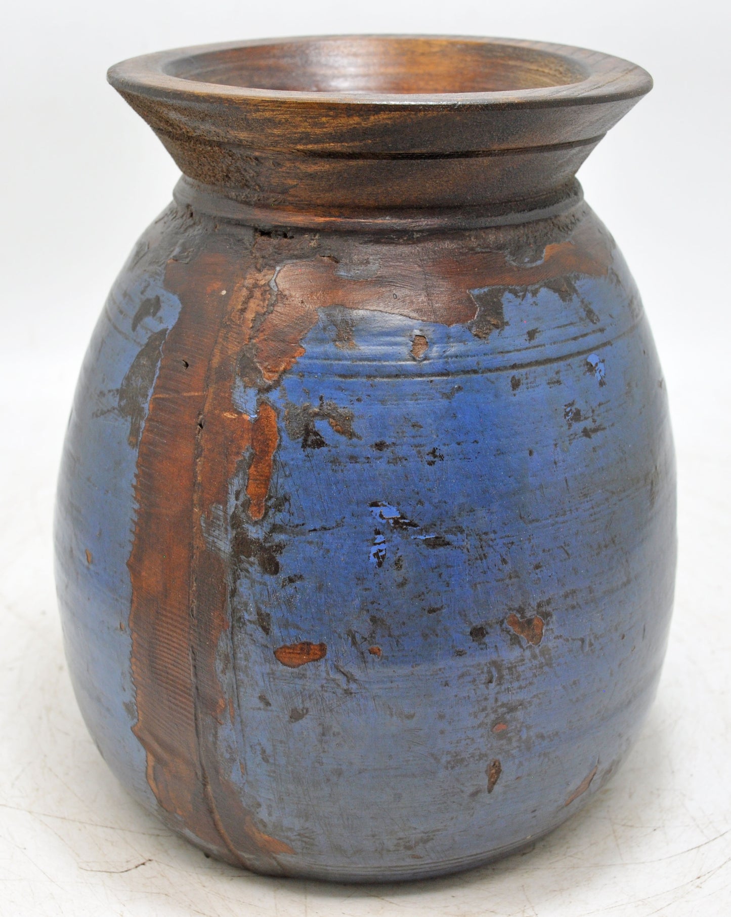 Antique Wooden Himalayan Water Pot Matka Original Old Hand Carved