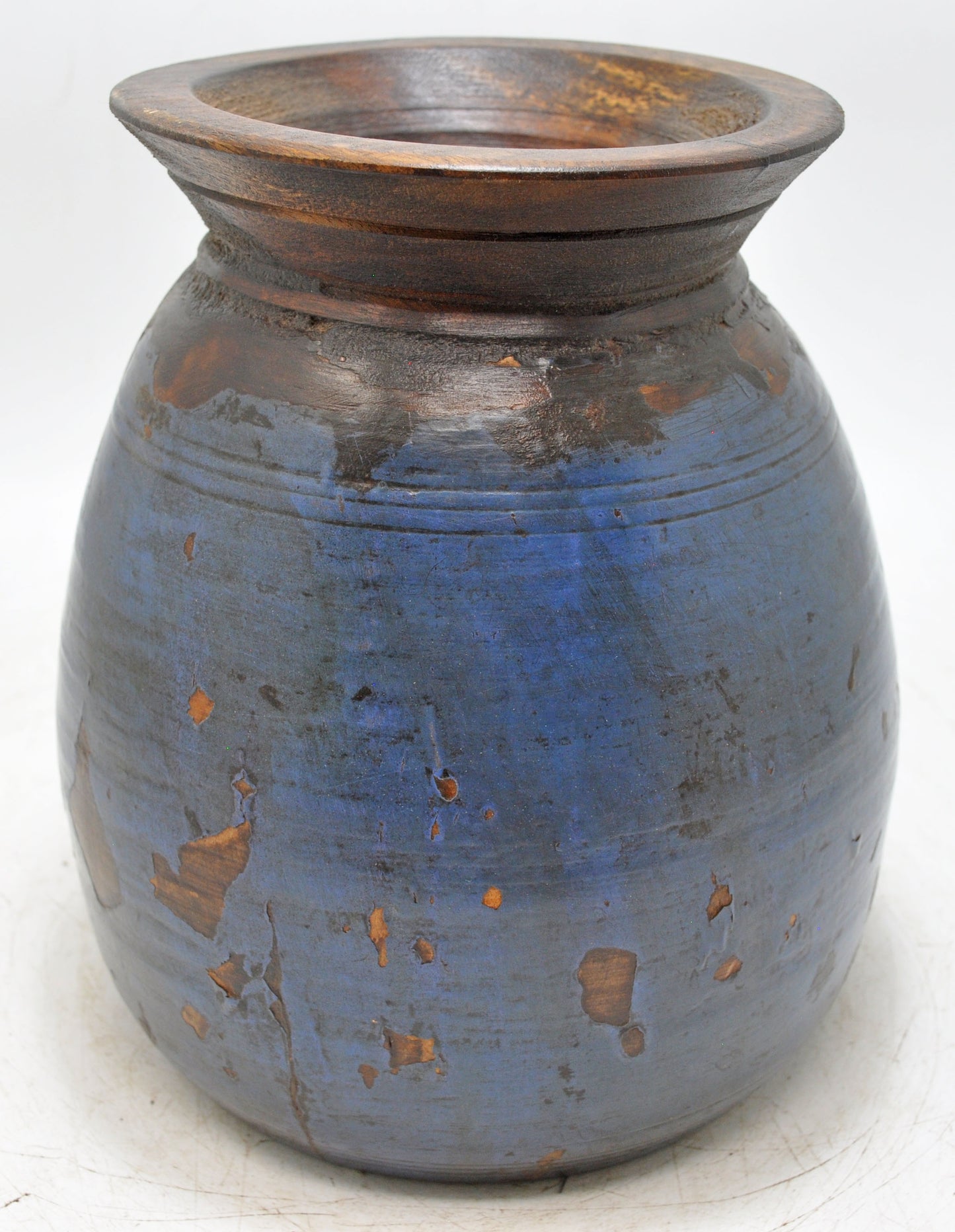 Antique Wooden Himalayan Water Pot Matka Original Old Hand Carved