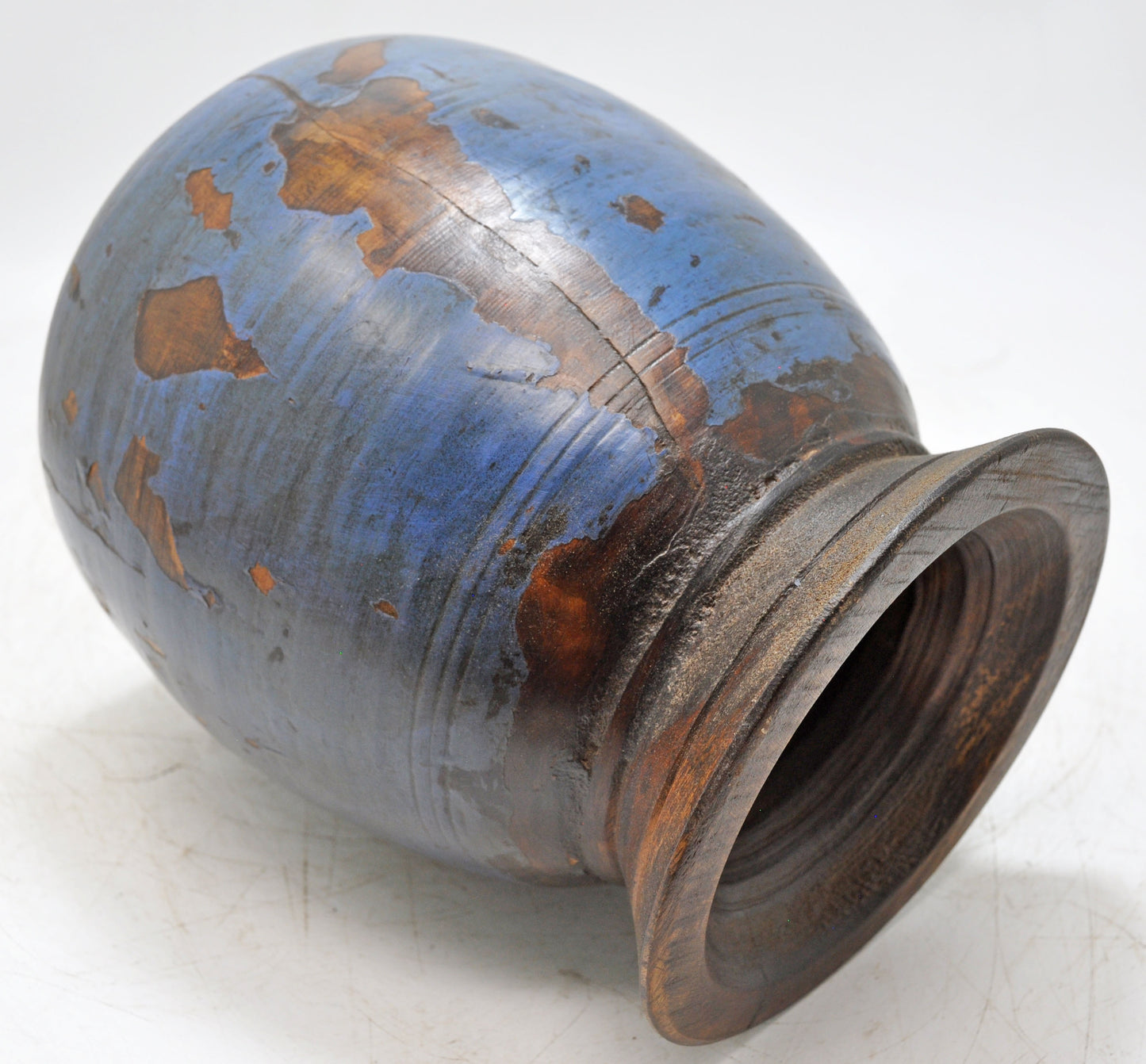 Antique Wooden Himalayan Water Pot Matka Original Old Hand Carved