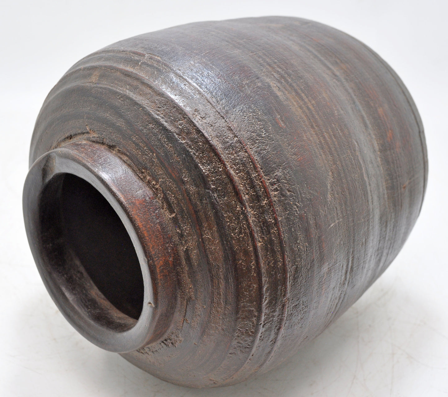 Antique Wooden Himalayan Water Pot Matka Original Old Hand Carved