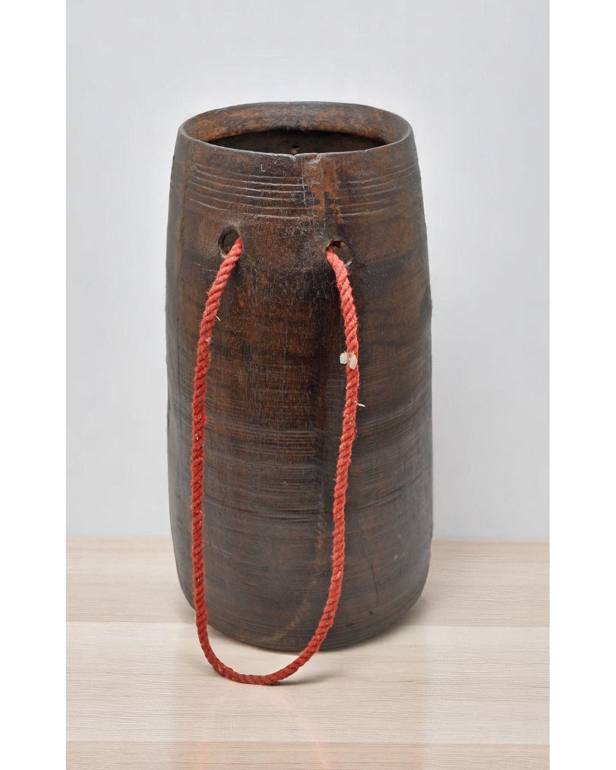 Antique Wooden Himalayan Water Pot Matka Original Old Hand Carved