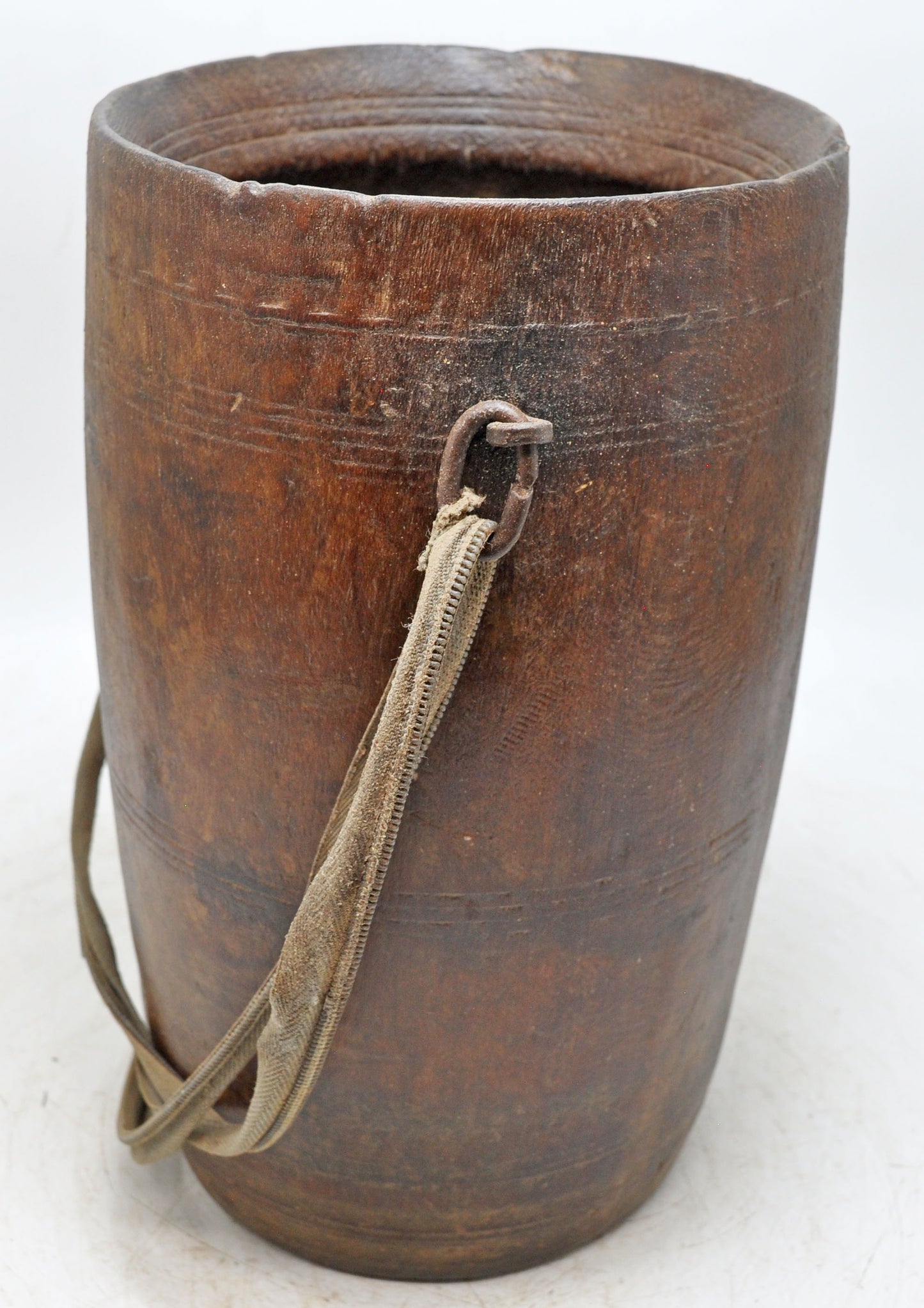 Antique Wooden Himalayan Water Pot Matka Original Old Hand Carved