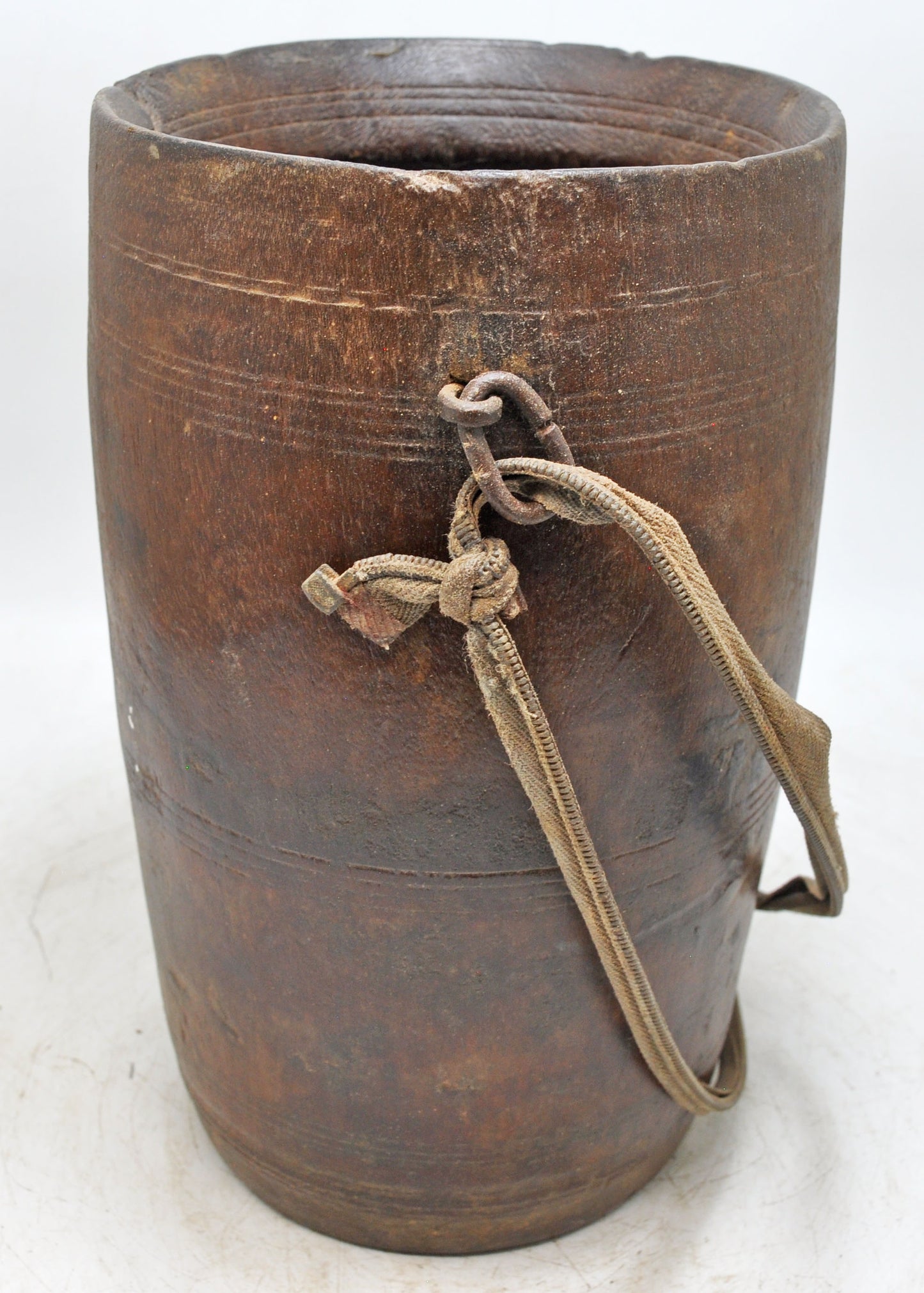 Antique Wooden Himalayan Water Pot Matka Original Old Hand Carved