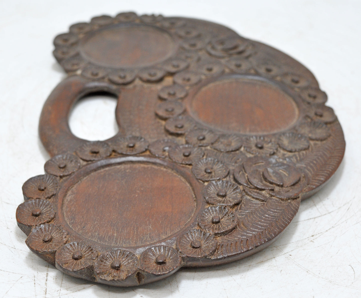 Vintage Wooden Small Serving Tray Original Old Hand Carved
