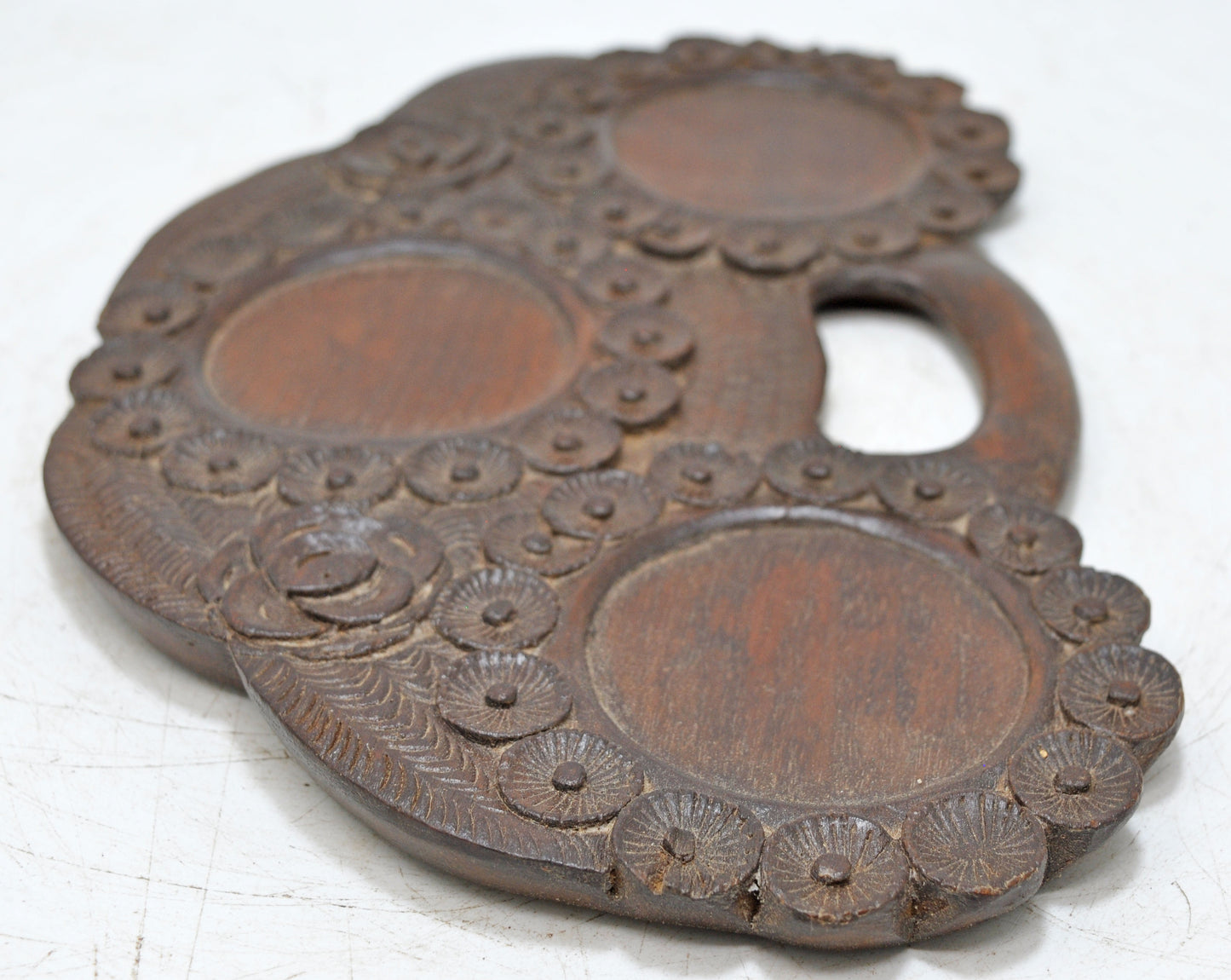 Vintage Wooden Small Serving Tray Original Old Hand Carved