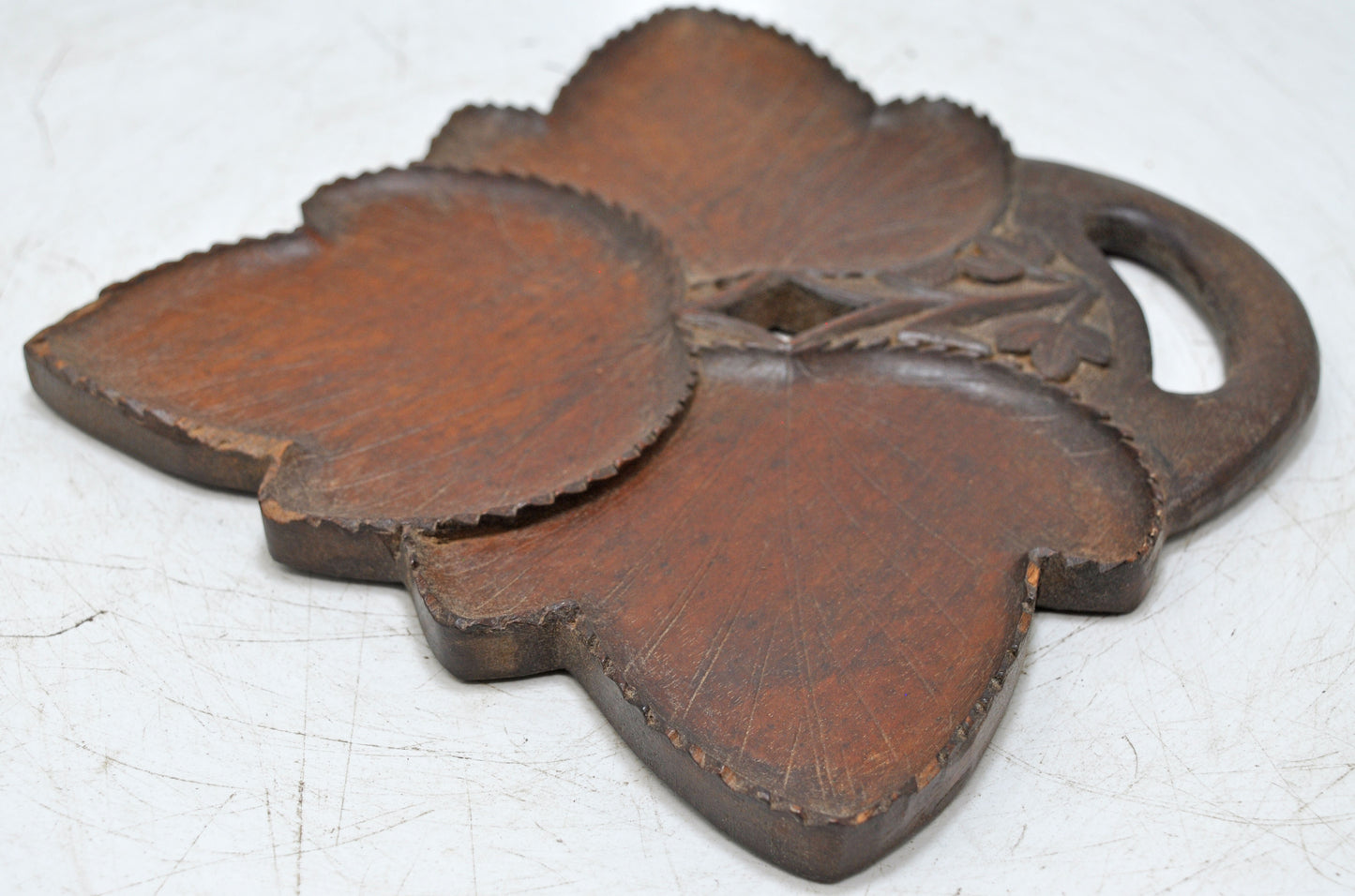 Vintage Wooden Small Serving Tray Original Old Hand Carved