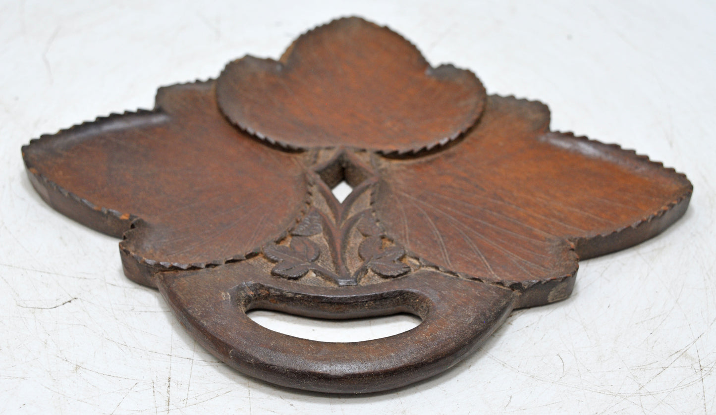 Vintage Wooden Small Serving Tray Original Old Hand Carved
