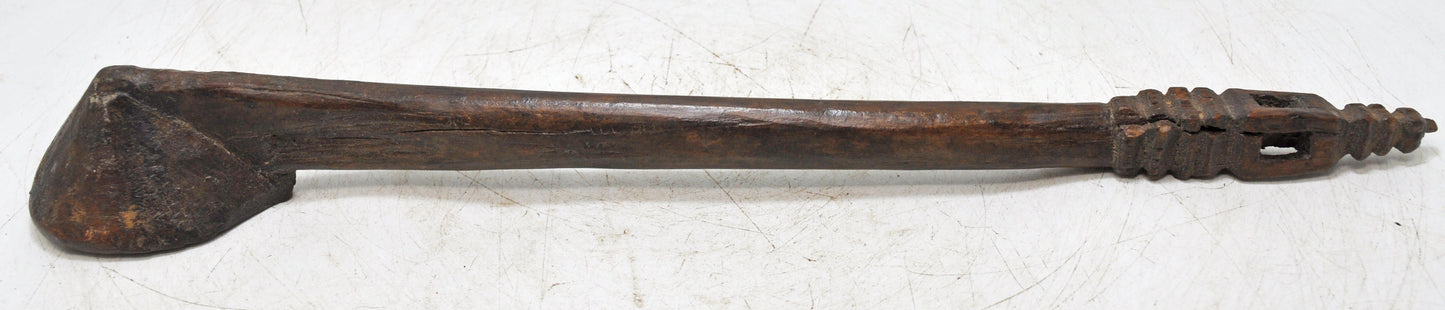 Antique Wooden Kitchenware Long Spoon Original Old Hand Carved