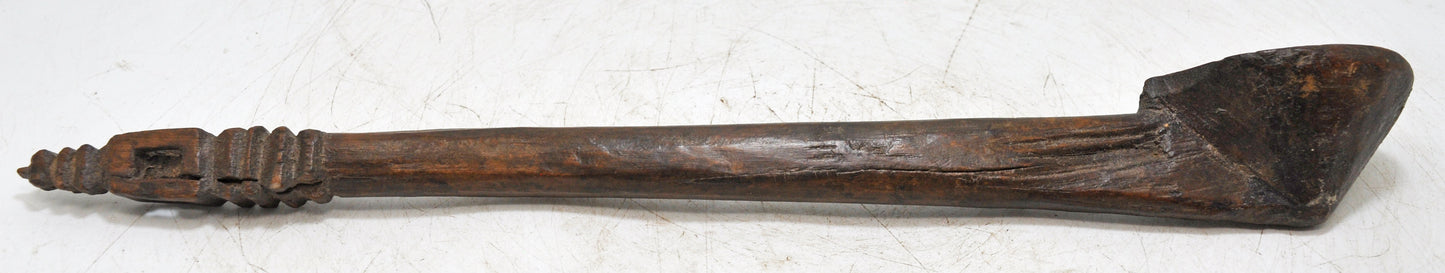 Antique Wooden Kitchenware Long Spoon Original Old Hand Carved