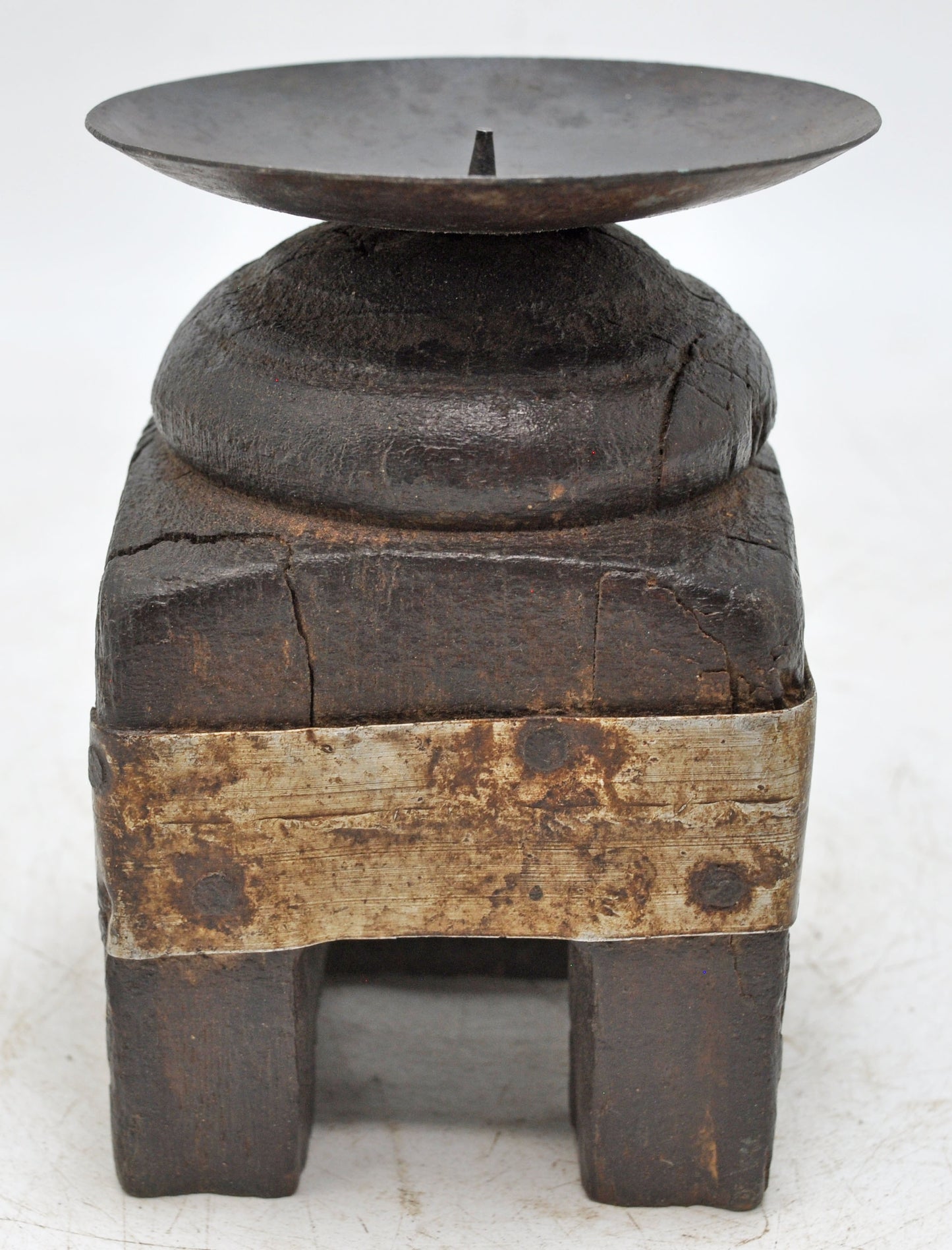 Antique Wooden Paga Leg Candle Holder Stand Original Old Hand Carved