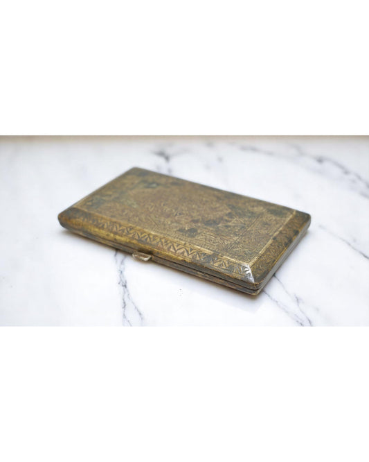 Antique Brass Money Wallet Box Original Old Hand Crafted Fine Engraved