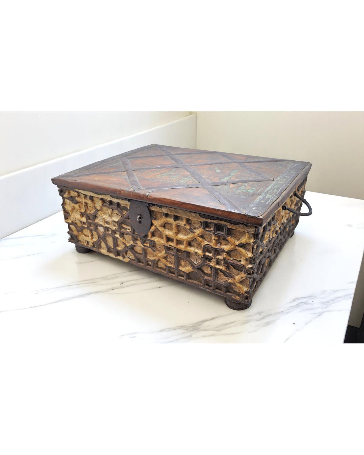 Antique Wooden Large Storage Chest Box Original Old Fine Hand Carved