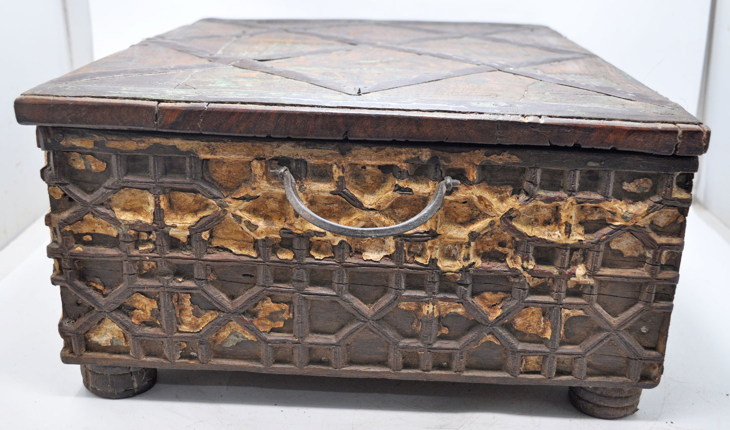 Antique Wooden Large Storage Chest Box Original Old Fine Hand Carved