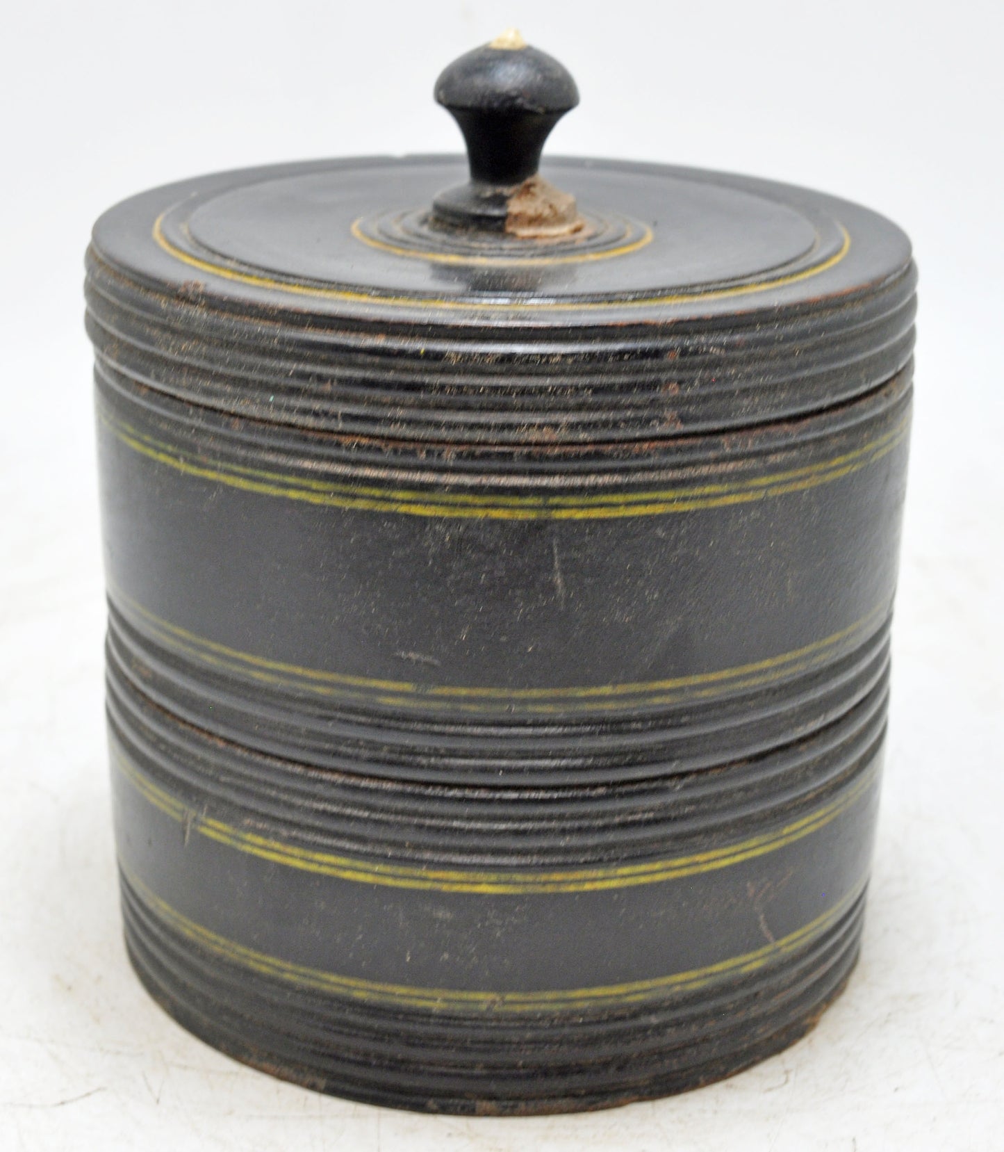 Vintage Wooden 2 Tier Round Food Box Original Old Hand Crafted Glossy Painted